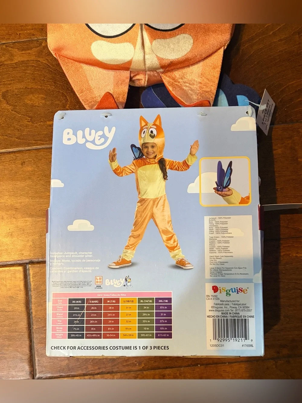 Bluey Bingo with Flappy Butterfly Costume - Orange & Blue New Girls’ (6/6X)